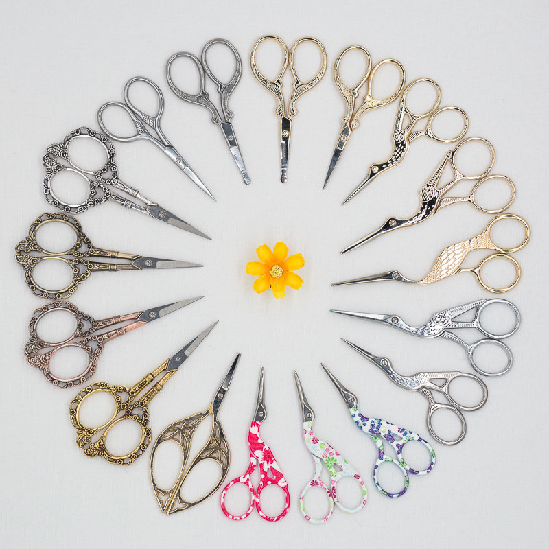 Classical delicate stainless steel paper cutting household scissors cross embroidery gadgets hand-made wire retro small scissors tea cutting