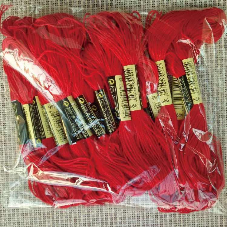 Cross-stitch thread No 666 embroidery thread 20 pieces 8 meters red insole embroidery thread Cross-stitch wiring repair