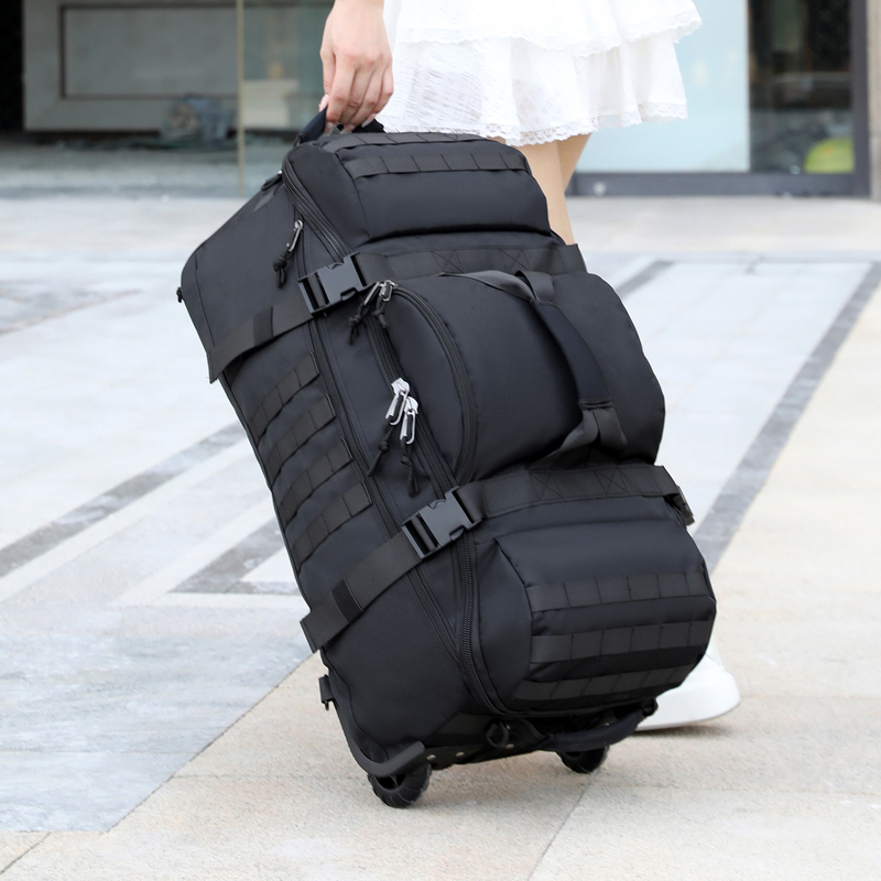 Large-Capacity Backpack Travel Bag with Wheels, Business Trip Luggage Bag, Men's and Women's Outdoor Camping Storage Bag