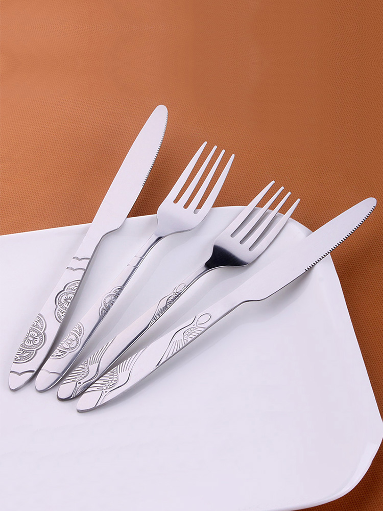 Crane Western steak knife and fork set Household Korean dinner knife Stainless steel knife and fork tableware two-piece set