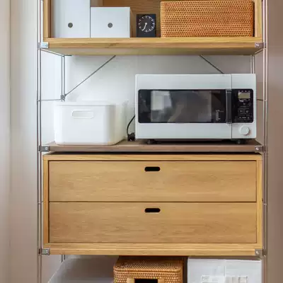 None that is, all stainless steel rack combination chest of drawers Glass push-pull solid wood door cabinet Japanese minimalist storage storage shelf