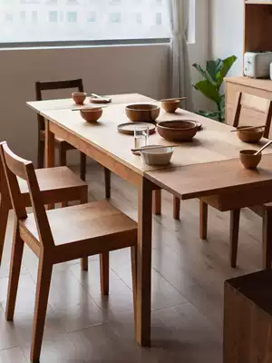 No, all Japanese retractable solid wood dining table household small apartment simple modern rectangular invisible folding table and chair