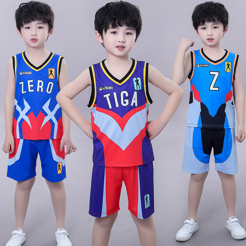 Ultraman Autman Clothes Boy Vest Suit 2022 New Summer Sports Speed Dry Sleeveless Children Suit