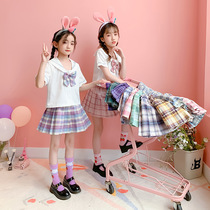 Girls summer suit genuine JK uniform skirt Children JK big child primary school pleated skirt summer college style