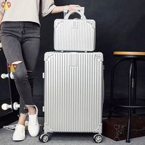 Alloy short-distance blue pattern cloth mute luggage female Small can be on the plane male 20 inch tie rod single yellow original Boy