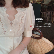 Law-style niche with high set and heavy work light extravaganza with small white dress ultra-well-behaved V collar dress with dress lady Xias new cashew