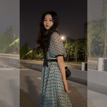 Micro Fat Girl girl conspiculy closeted waist Dont give a menopausal temperament High level Feelings Style Polo Dot Dress for a dress Summer 2022