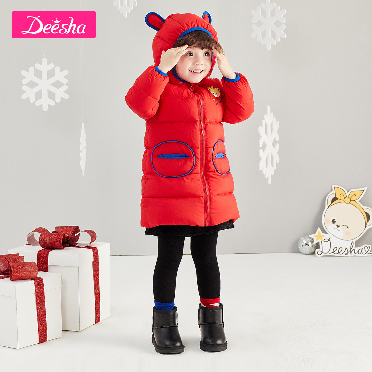 Cub Cub mẫu vừa chiều dài của Desa cô gái Xuống Jacket 2019 Winter Mang New Trẻ em Xuống Jacket Girl.