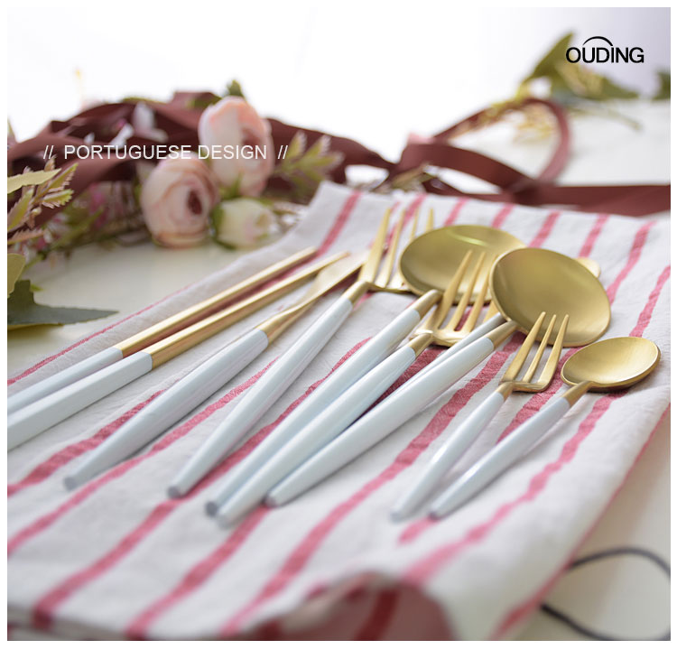 OUDING concise platinum knife and fork stainless steel knife and fork western - style food tableware forks long - handled spoons steak knife and fork spoon