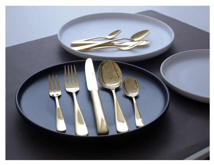 The top HOHER pattern gold mirror stainless steel tableware steak knife and fork spoon stir The coffee spoon, fruit fork