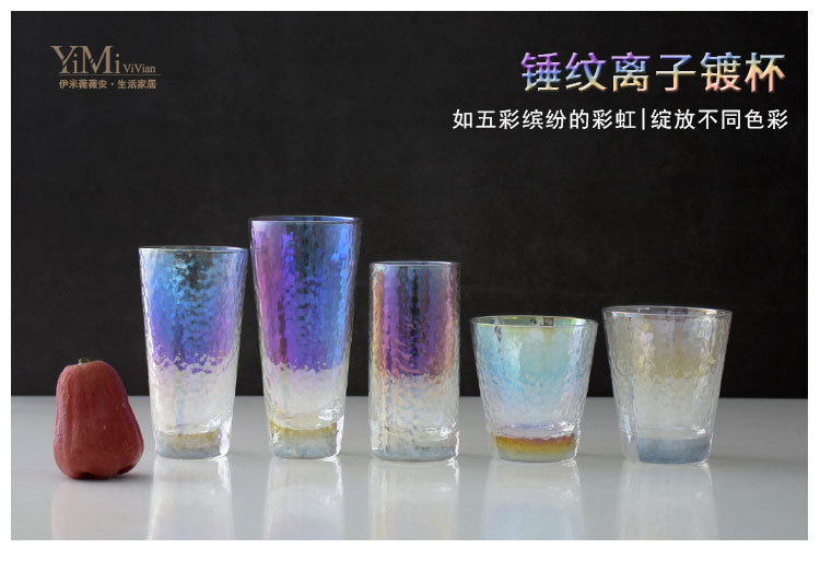 Japanese creative dazzle see hammer eye grain glass glass glass cups cold ultimately responds fruit juice milk cup suit