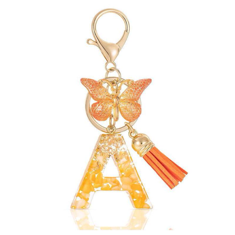 Resin Cute Keychain with the Letter a in English, Orange Capital Letter Keychain with 26 Initials