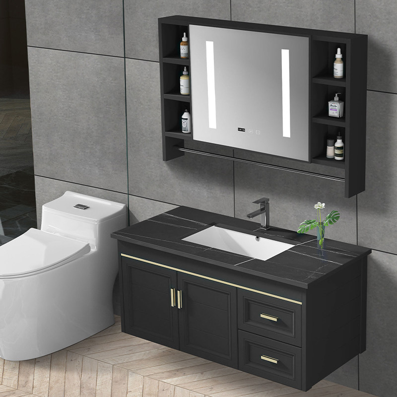 Intelligent board bathroom cabinet combination light luxury wash basin cabinet space aluminum wash basin cabinet combination vanity vanity
