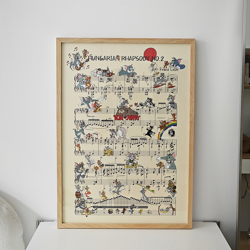 Tom and Jerry Hungarian Rhapsody Piano Room Background Wall Music Classroom Decorative Painting Musical Notation Children's Room