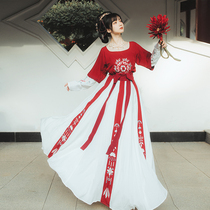 Yili original collar Chinese womens three-piece two-piece waist skirt half-arm set embroidery 6 meters Daily