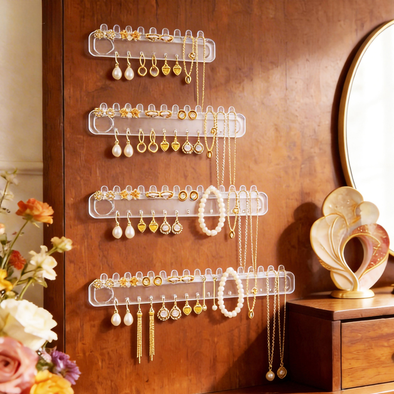 Mirror Cabinet Necklace Jewelry Storage Rack Jewelry Display Stand Ring Bracelet Earring Stud Rack Wall-Mounted
