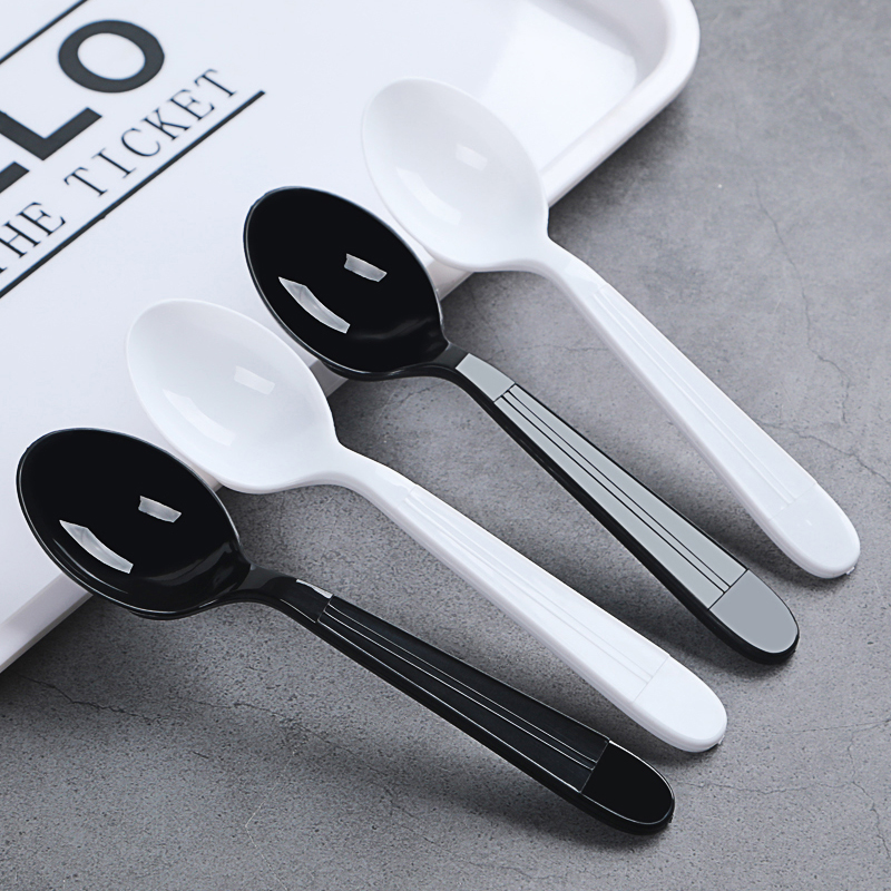 Disposable Western spoon long handle plastic spoon packaging porridge spoon thicker tablespoon dessert spoon commercial watermelon spoon