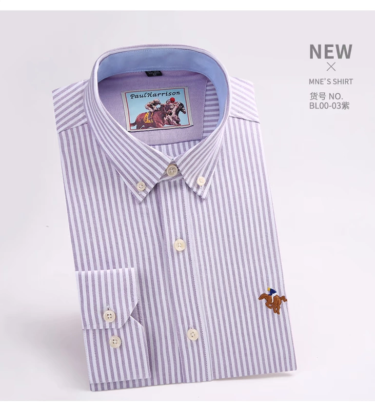 Paul mùa thu nam sọc cotton oxford áo sơ mi Hàn Quốc giản dị nam trung niên áo dài tay inch