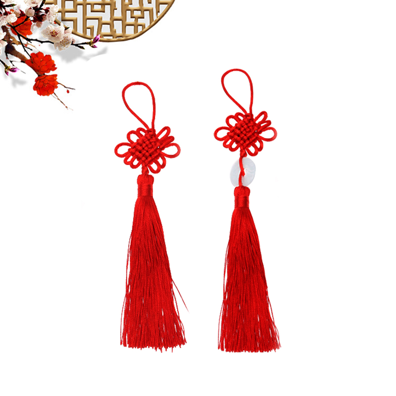 Chinese knot flute accessories bamboo flute musical instrument decoration red White Jade Dance props pendant home decoration