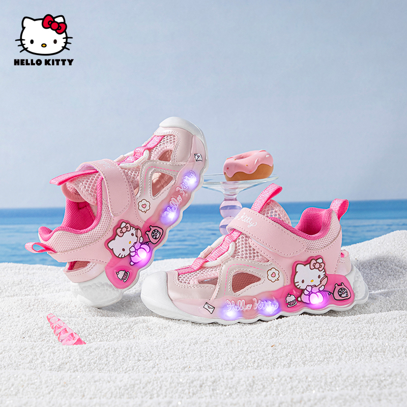 Hello Kitty Kidsren's Toe-Toe Sandals, Light-Up Shoes, Girls' Summer Cartoon Shoes, Velcro Sneakers Hello Kitty Kidsren's Toe-Toe Sandals, Light-Up Shoes, Girls' Summer Cartoon Shoes, Velcro Sneakers