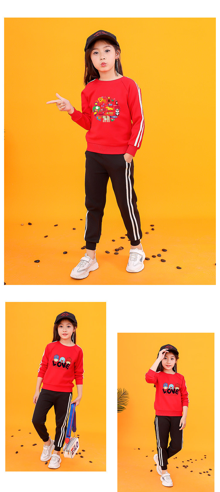 雅鹿 女童 时尚运动卫衣套装 图3