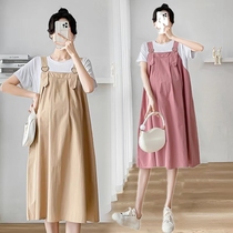 Radiation-proof maternity wear summer pregnancy clothes invisible silver fiber bellyband fake two-piece splicing dress