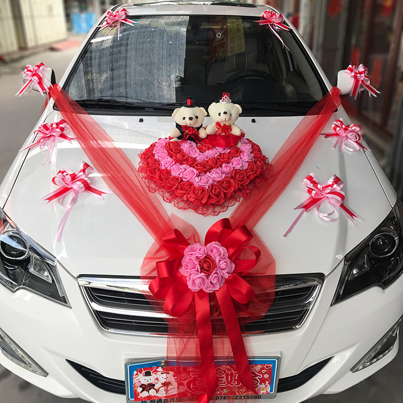 Wedding master wedding car decoration set fleet front flower Korean wedding simulation float decoration pull flower wedding supplies
