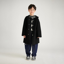 Girls double-sided cashmere coat 24 autumn and winter new boys 100 wool thickened mid-length childrens woolen coat