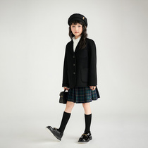 Childrens double-sided woolen cashmere coat 2024 new autumn and winter high-end 100% woolen woolen coat for boys and girls