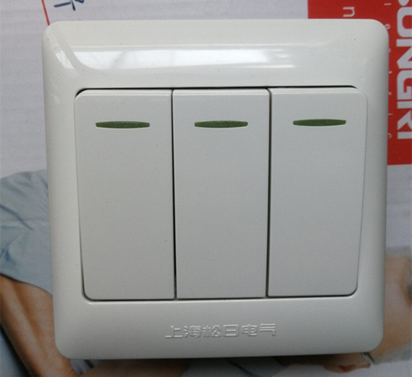 Shanghai Songri switch socket new 2000 series three-position single-control fluorescent switch 86 type wall panel