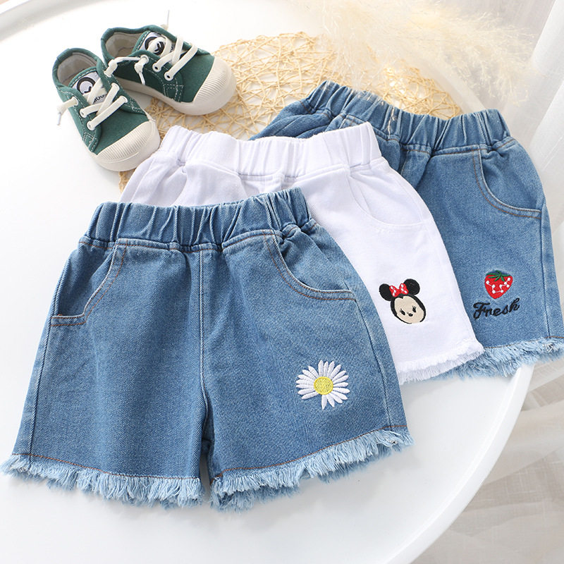 Children's Shorts Summer Girls Denim Shorts 2022 New Little Girl Casual Shorts Outside Wearing Versatile Tide