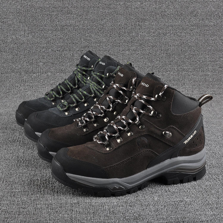 Scouting men's outdoor genuine leather non-slip abrasion resistant and warm climbing cotton shoes