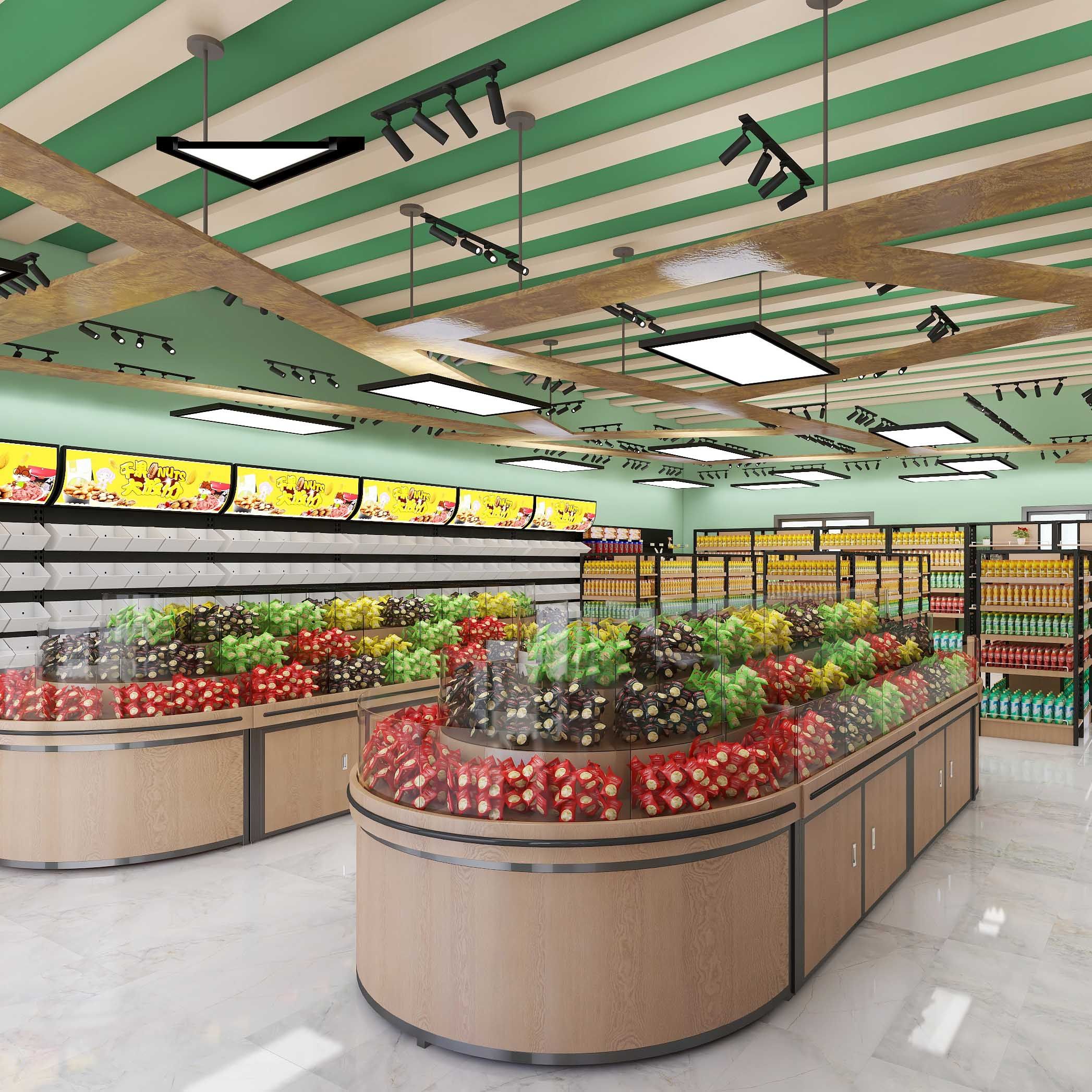 Supermarket Showcase Scattered Call Cookies Middle Island Cabinets Casual Snacks Bulk Promotion Candy Dried Fruits