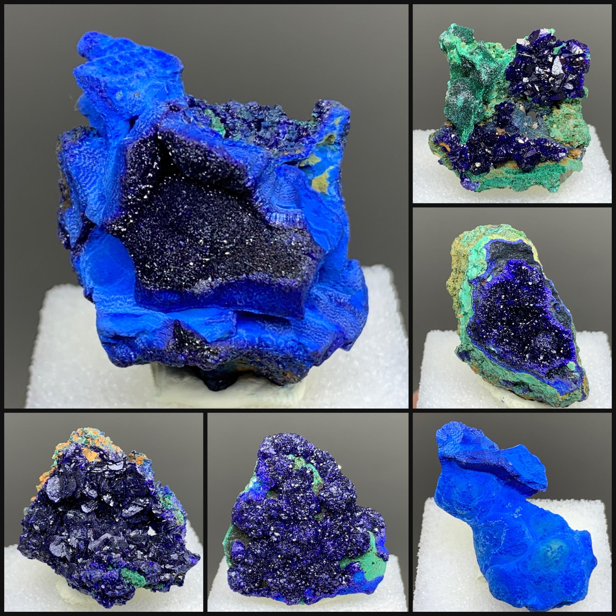 安徽省の小さな青い銅鉱山のマラカイト天然鉱物結晶鉱石標本子猫鉱山箱鉱山の原石