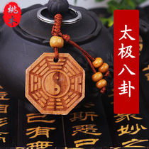 Manufacturers ready-made peach wood charm portable keychain pendant God of Wealth and peace charm peach wood crafts