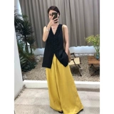 Черная дизайнерская трехмерная майка топ, жилет, французский стиль, тренд сезона, изысканный стиль, V-образный вырез