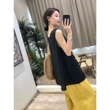 Черная дизайнерская трехмерная майка топ, жилет, французский стиль, тренд сезона, изысканный стиль, V-образный вырез