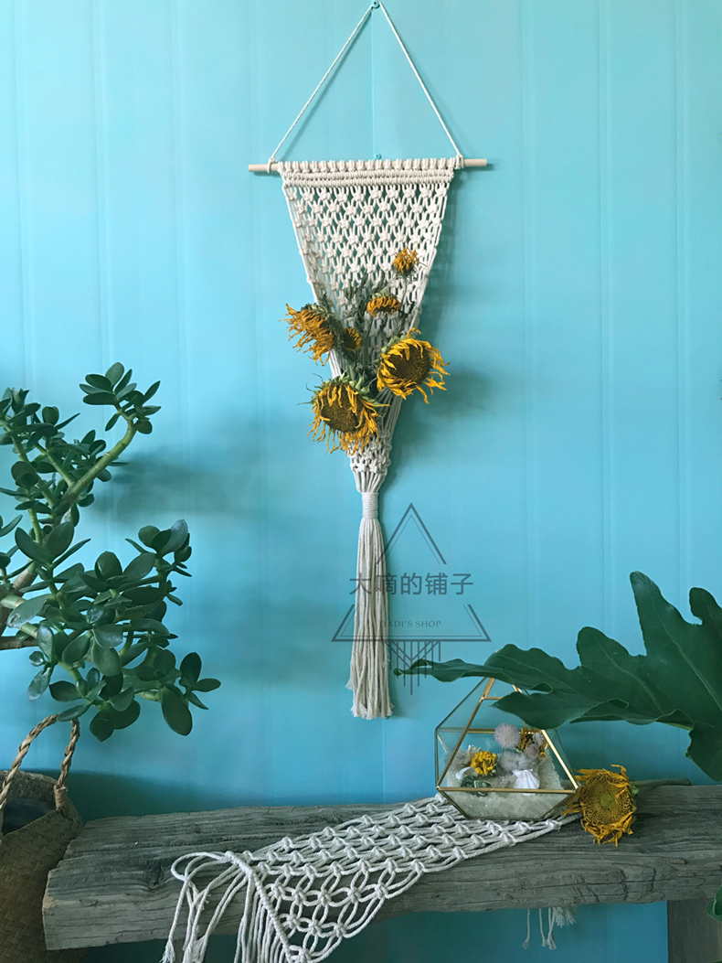 [Giỏ hoa khô] dệt tấm thảm vật liệu gói tự làm hoàn thành hướng dẫn in Bắc Âu gió macrame sợi bông thảm treo tường thổ cẩm