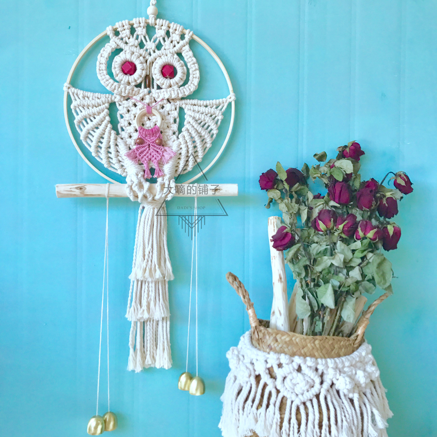 tre nhẫn tấm thảm túi nguyên liệu macrame cú tấm thảm dệt nguyên liệu xong gói ins dệt tay Hướng dẫn - Tapestry thảm hoa treo tường