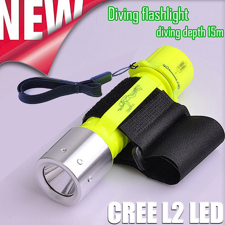 High-power strong light diving flashlight T6 upgraded engineering plastic waterproof flashlight yellow light diving multifunctional