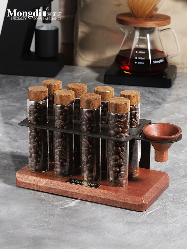 Mongdio Coffee Bean Sealed Jar Display Rack Glass Storage Jar Coffee Bean Sealed Tube Sealed Bottle Dispensing Tube