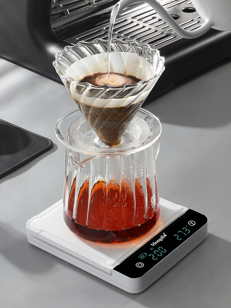 Mongdio Coffee Electronic Scale, Hand-Brewed Coffee Scale, Italian-Style Special Coffee Scale, Hand-Brewed Coffee Timing Scale, Gram Scale