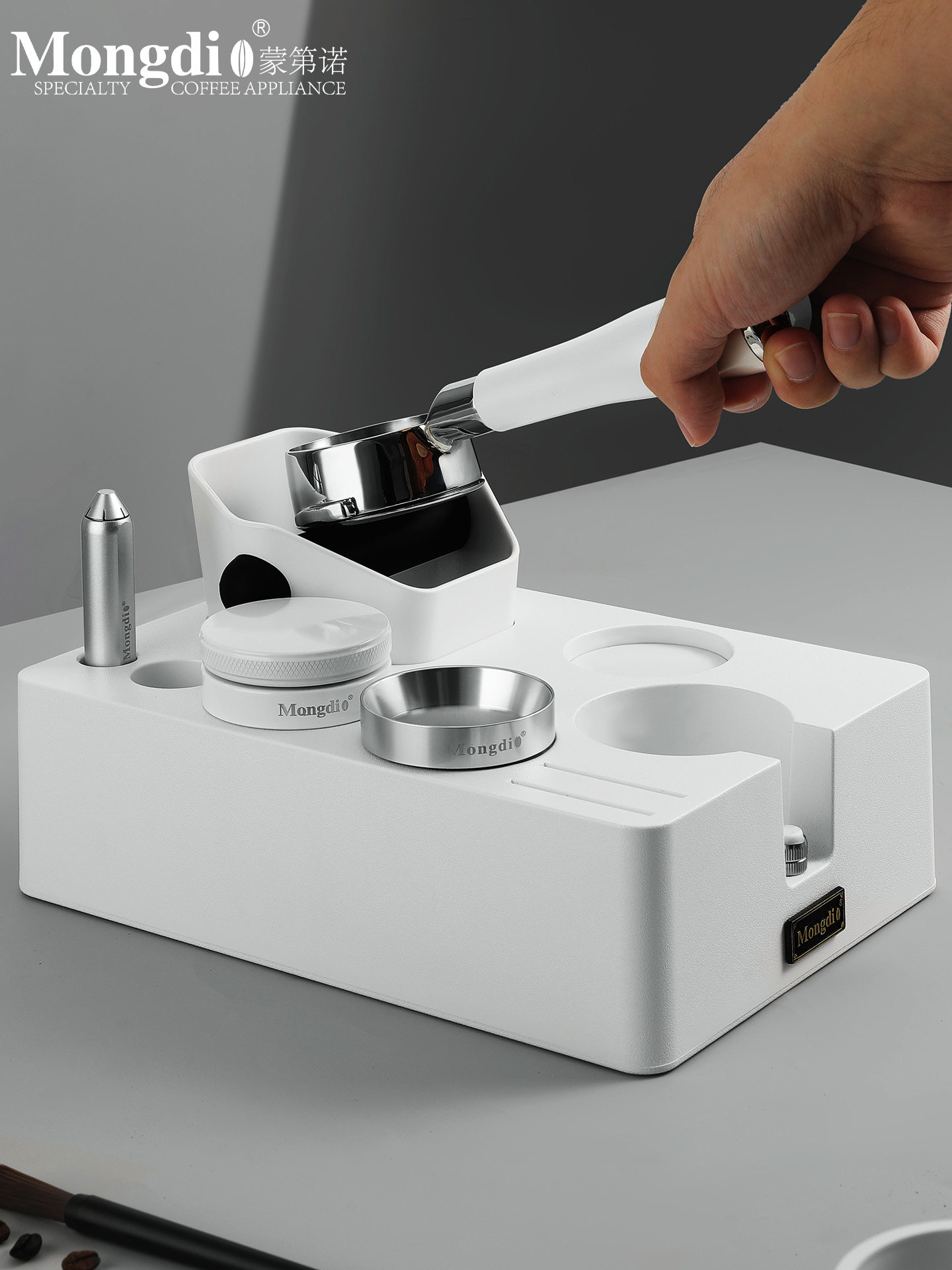 Mongdio Powder Distributor, Tamping Hammer, Coffee Tamper Three-Piece Set, Complete Set of Coffee Tools, Coffee Machine Accessories