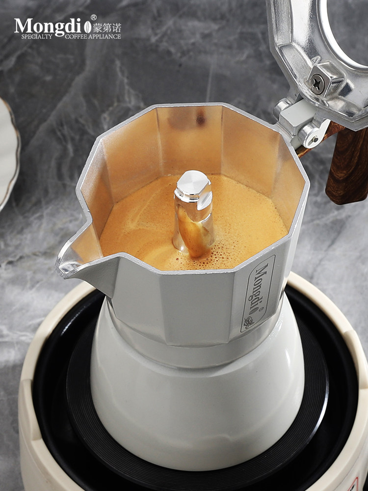 Mongdio Third-Generation Double-Valve Moka Pot for Making Coffee, Small Household Moka Coffee Pot, Espresso Machine
