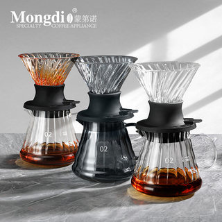 Mongdio Pour-Over Coffee Filter Cup Smart Cup Glass Sharing Pot V60 Filter Funnel Pour-Over Coffee Pot Set