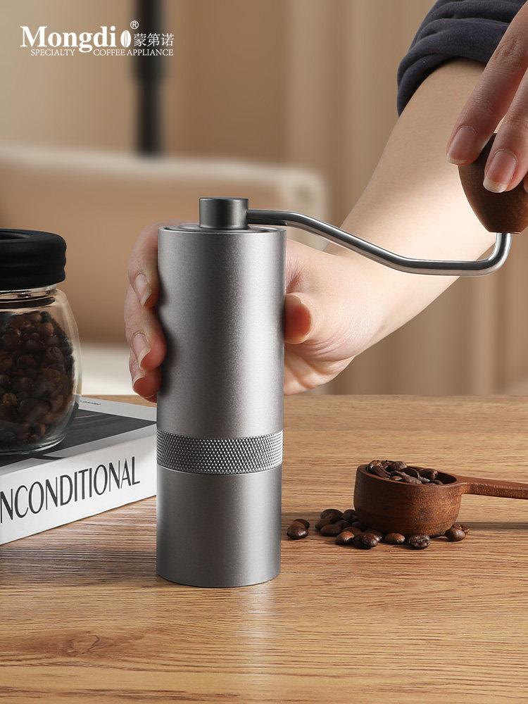 Mongdio Double-Valve Moka Pot Set Portable Hand Grinder Coffee Maker Outdoor Camping Coffee Equipment