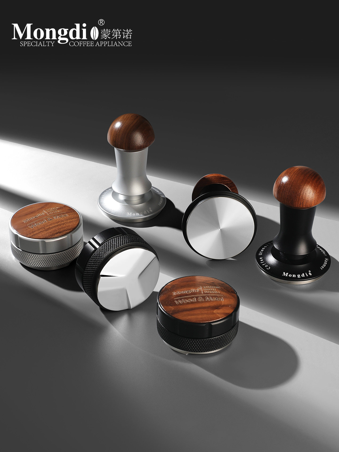 Mongdio Powder Distributor Tamper Stainless Steel Espresso Machine Accessories 51/58mm Coffee Tamper