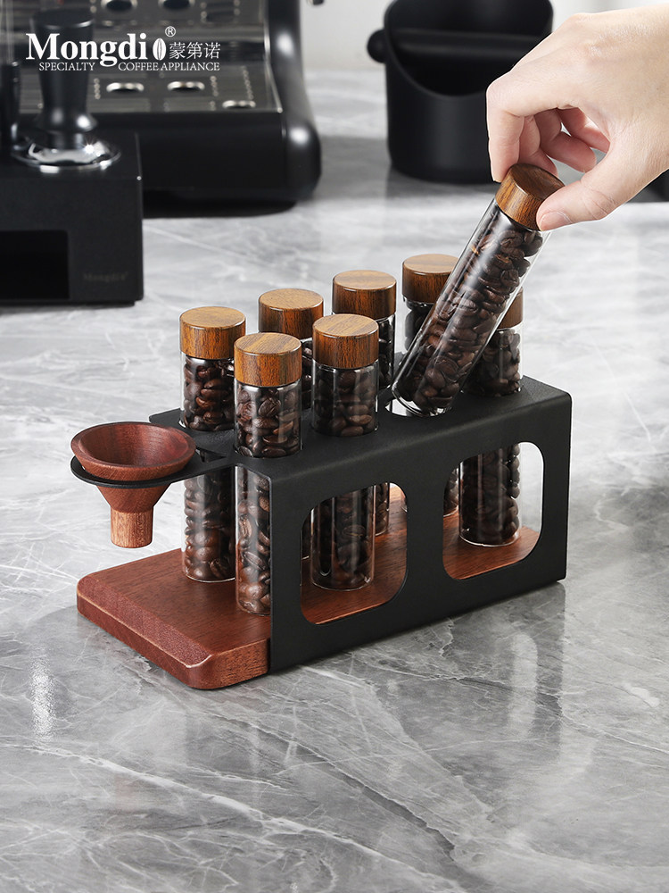 Mongdio Coffee Bean Sealed Jar Display Rack Glass Storage Jar Coffee Bean Sealed Tube Sealed Bottle Dispensing Tube