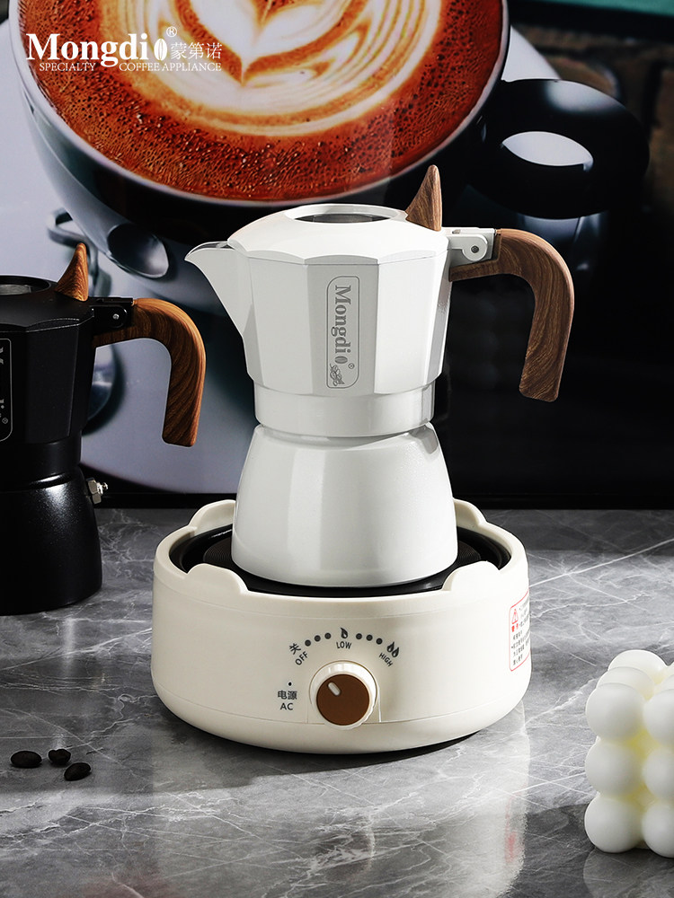 Mongdio Third-Generation Double-Valve Moka Pot for Making Coffee, Small Household Moka Coffee Pot, Espresso Machine