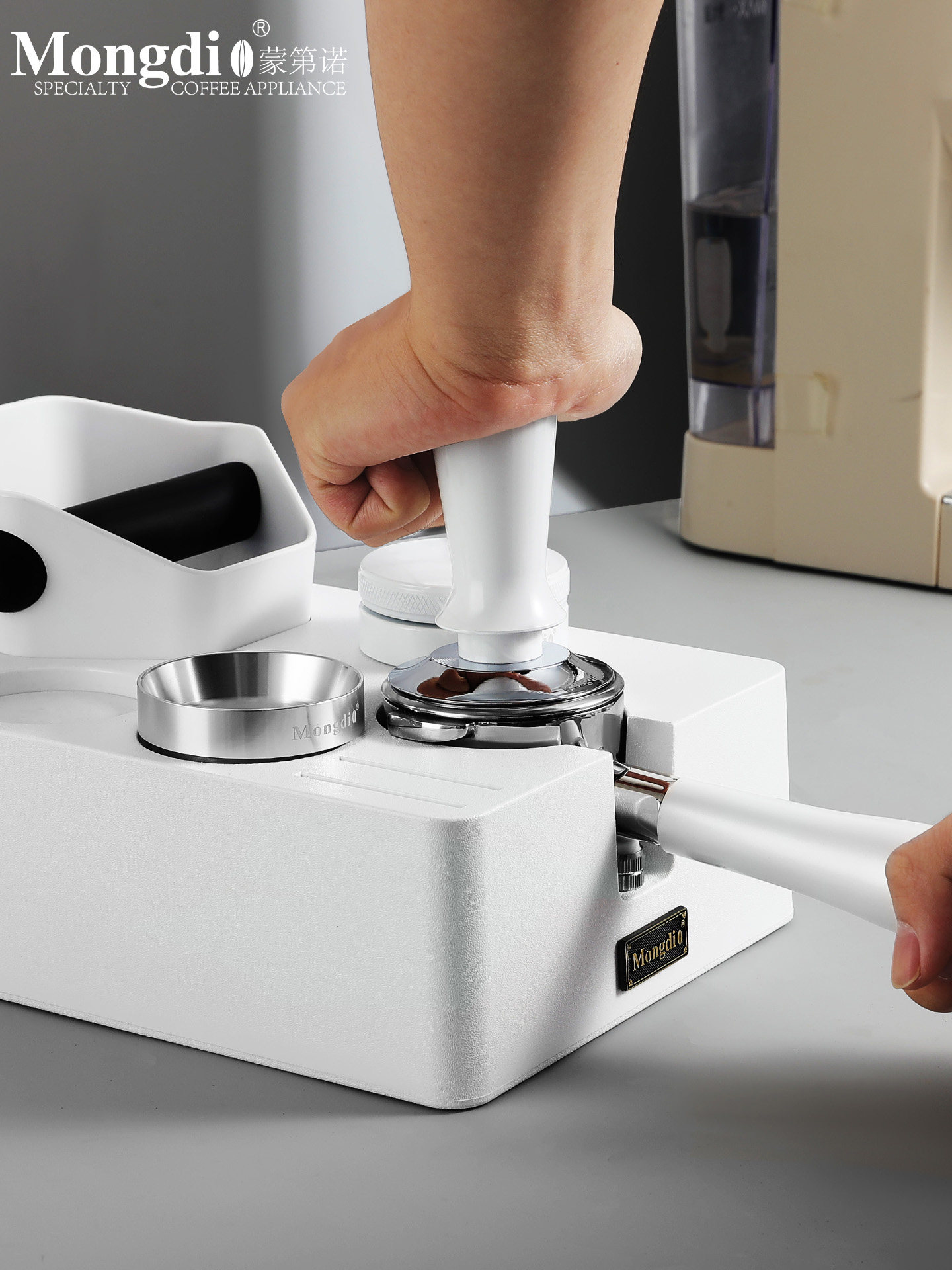 Mongdio Powder Distributor, Tamping Hammer, Coffee Tamper Three-Piece Set, Complete Set of Coffee Tools, Coffee Machine Accessories